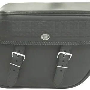 Top Pick Boss Bags #38 Model  Basket Weave Style w/ a Braided Lid Valence for Harley Models
