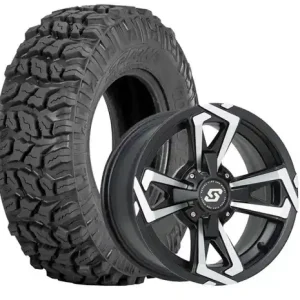Hot Picks Sedona Wheel and Tire Kit for Polaris Sportsman 570 - Coyote Tire/Riot Wheels - Black Machined (Sold Each, One Wheel and Tire per kit)
