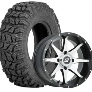 Secure Checkout Sedona Wheel and Tire Kit for Polaris Sportsman 570 - Coyote Tire/Storm Wheels - Black Machined (Sold Each, One Wheel and Tire per kit)